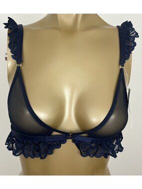 Wicked Weasel Women's S Dark Fantasy Dark Blue Sheer Bralette #137 NWT